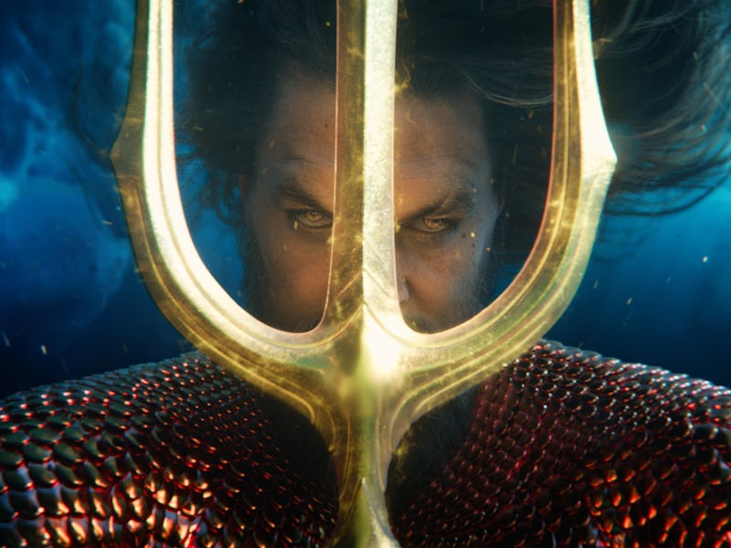 Jason Momoa's Arthur Curry holds his trident in 'Aquaman and the Lost Kingdom'