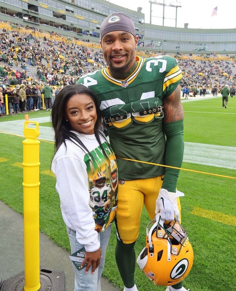 Simone Biles husband Jonathan Owens' podcast interview about their early dating story sparked fan ba…