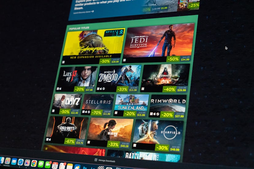 A photo of the Steam app running on a Mac showing how most games only work on Windows.