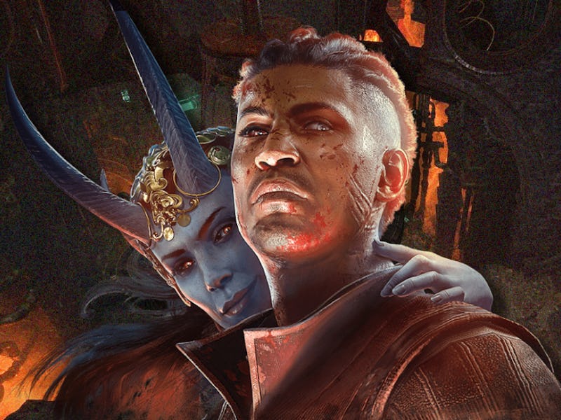 Wyll and Mizora standing in front of the Adamatine Forge in Baldur's Gate 3.