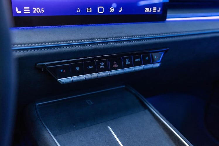 The ID. 2all's physical buttons underneath the infotainment touchscreen.
