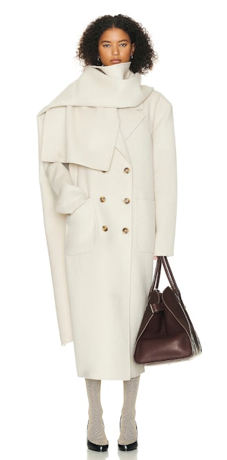 off white coat with detachable scarf
