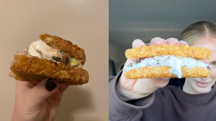 I tried the viral TikTok hack for a McDonald's hash brown ice cream sandwich. 
