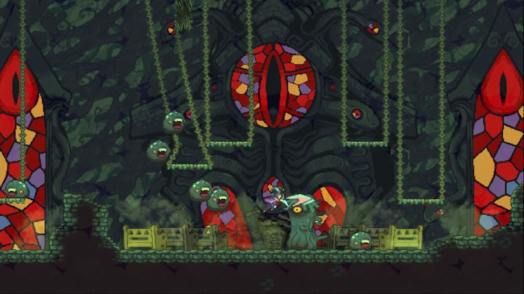 Earthblade screenshot of Nevoa swinging sword at enemies