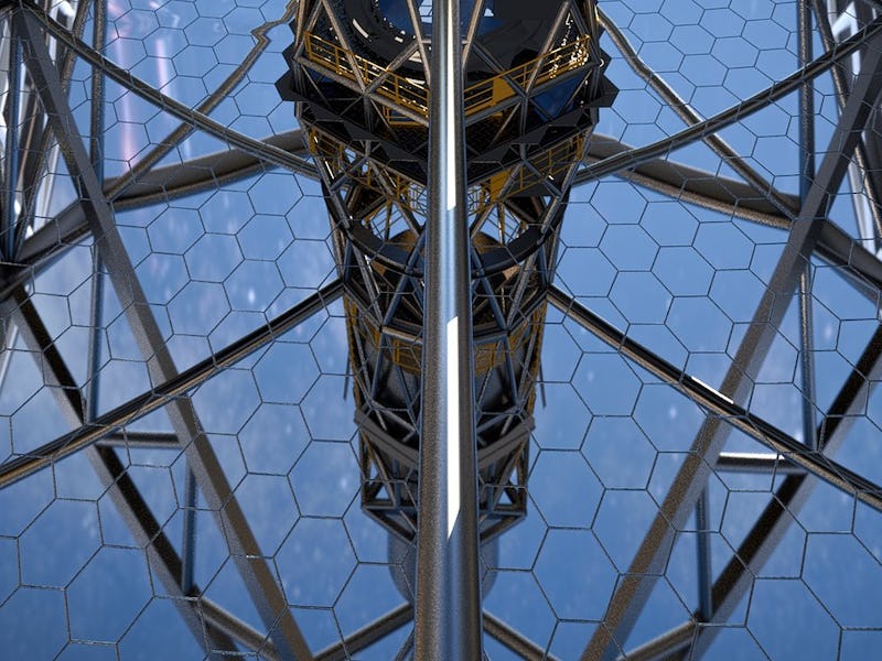 artist's rendering of a huge mirror made of hundreds of hexagonal segments