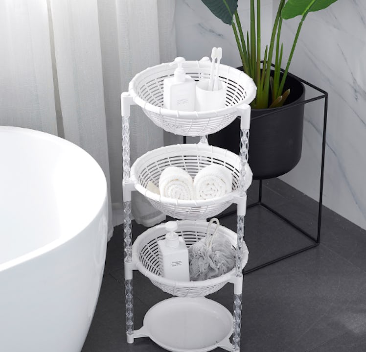 Uncluttered Designs Stacking Basket Bins (3 Tier + Plate) 