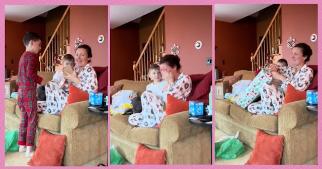 A special Christmas mom is going viral on TikTok when a mom opens up a very special gift from her 8-...