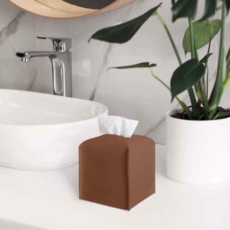 Carrotez Faux Leather Tissue Box Cover
