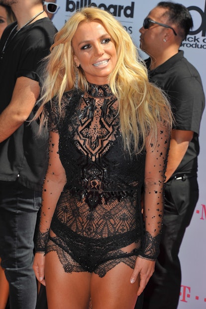 Britney Spears wears a sheer LBD and exposes her thong at the 2016 Billboard Music Awards.   