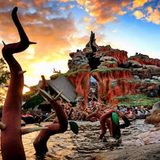 The sun sets on Splash Mountain in the Magic Kingdom at Walt Disney World, Thursday, Dec. 7, 2022. T...