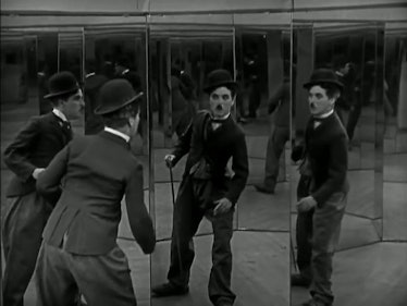 Charlie Chaplin in a house of mirrors in The Circus