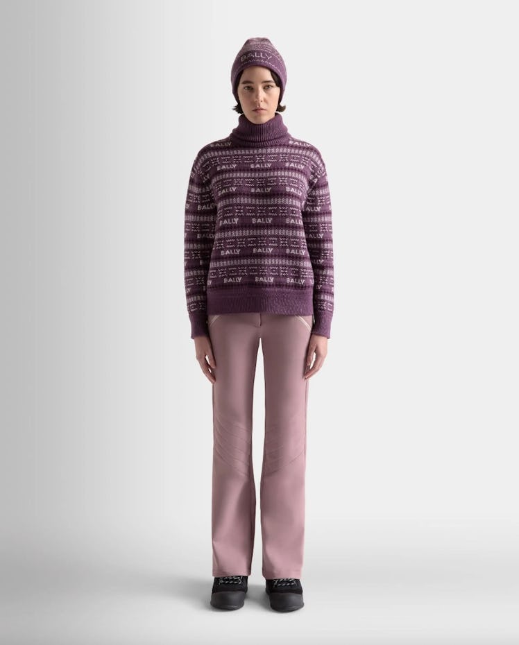 Turtleneck Sweater In Purple Wool
