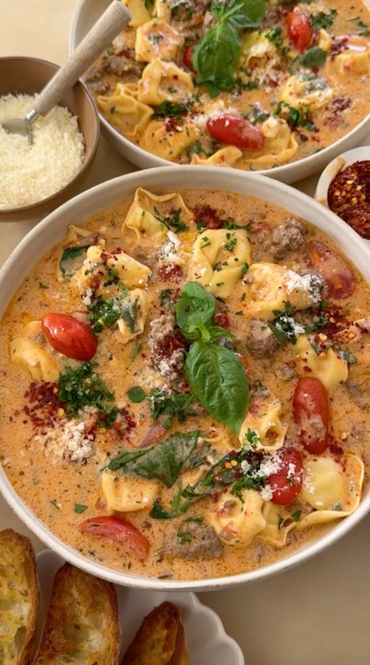 A TikToker shares a delicious winter soup recipe that includes tortellini. 