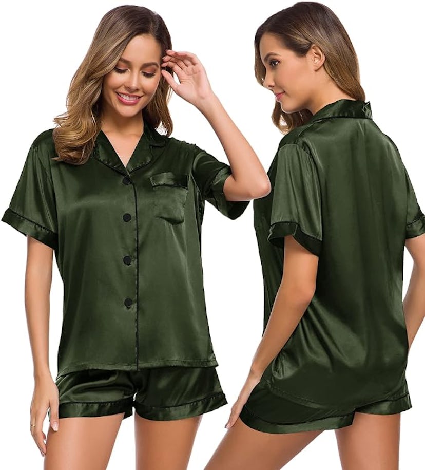 SWOMOG Silk Satin Pajama Set