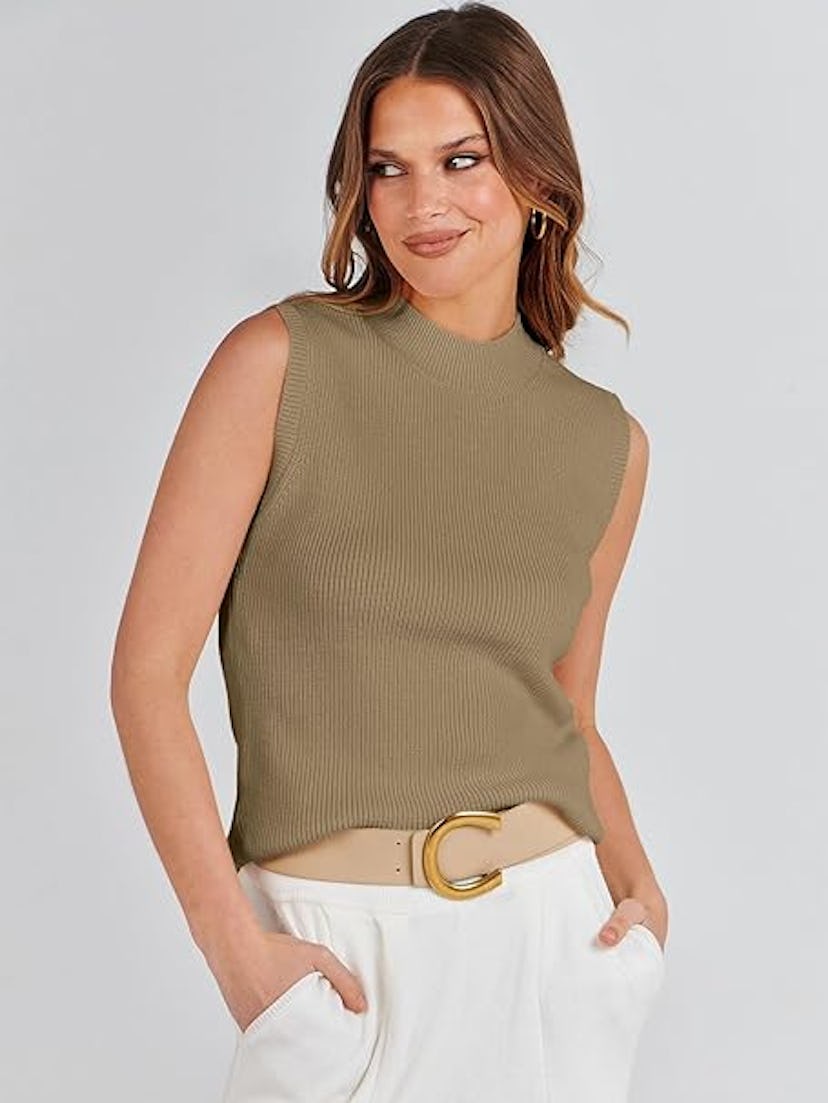 ANRABESS Mock-Neck Top