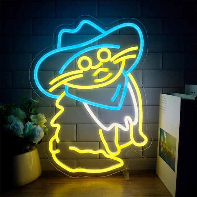 manimo Cowboy Hat Cat Neon Sign