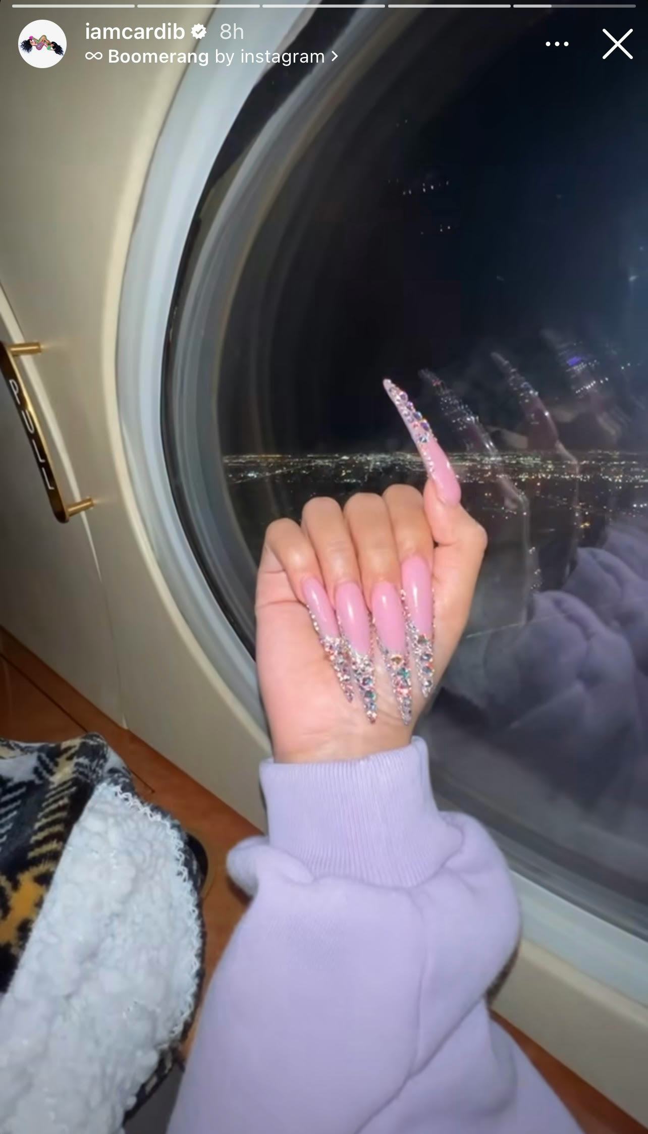 Ahead of New Year&rsquo;s Eve, Cardi B takes to her Instagram stories to share her bedazzled French tip ma&hellip;