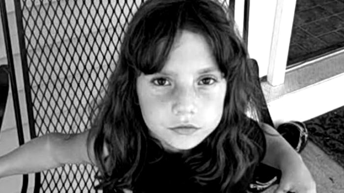 A black and white photo of Natalia Grace as a little girl.