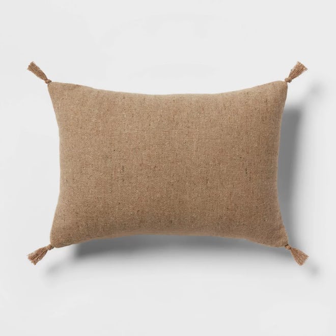 Oblong Traditional Tweed Decorative Throw Pillow