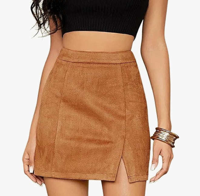 VNDFLAG High Waist Faux Suede Skirt