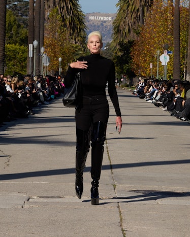 a look from balenciaga pre-fall 2024 shown in los angeles