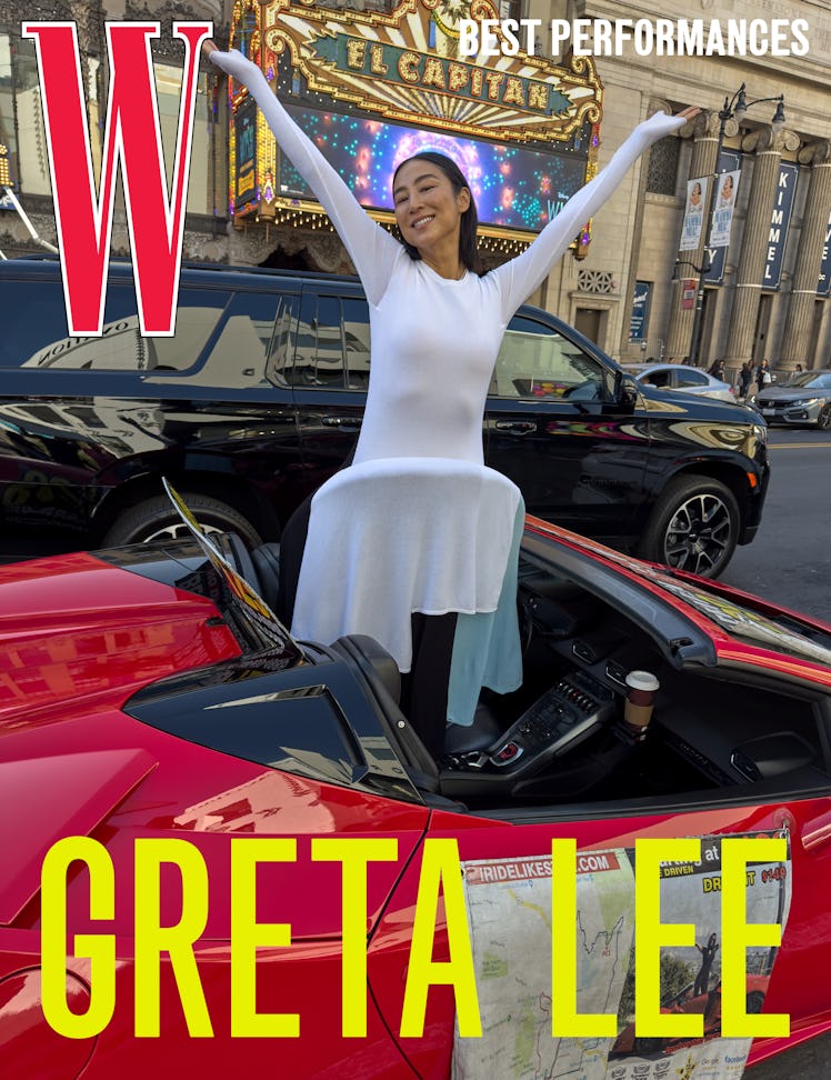 Lee wears a JW Anderson dress; Tiffany & Co. necklace.