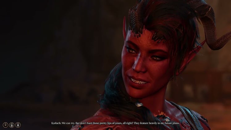Karlach says that the player's lips feature heavily in her future plans.
