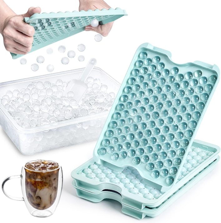 Combler Mini Ice Cube Tray with Lid and Bin (3-Pack)