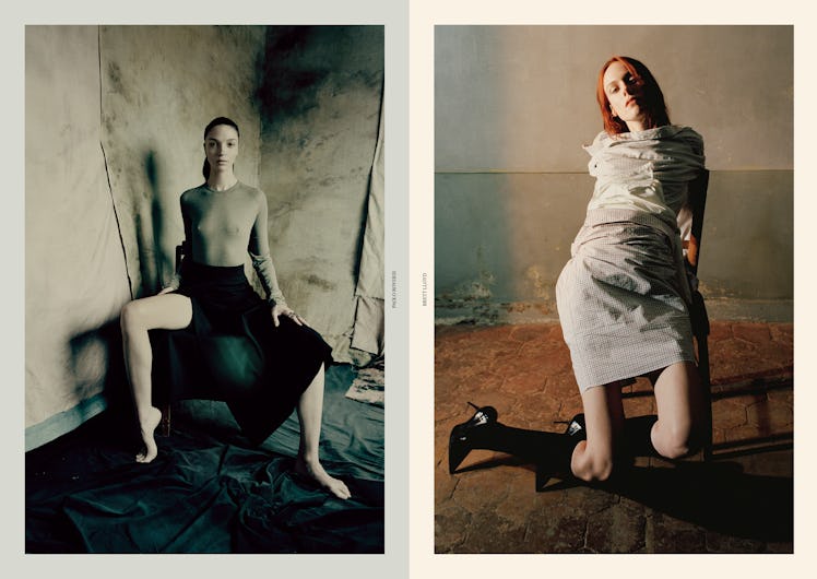 Left: a model photographed by Paolo Roversi; right: a model photographed by Brett Lloyd.
