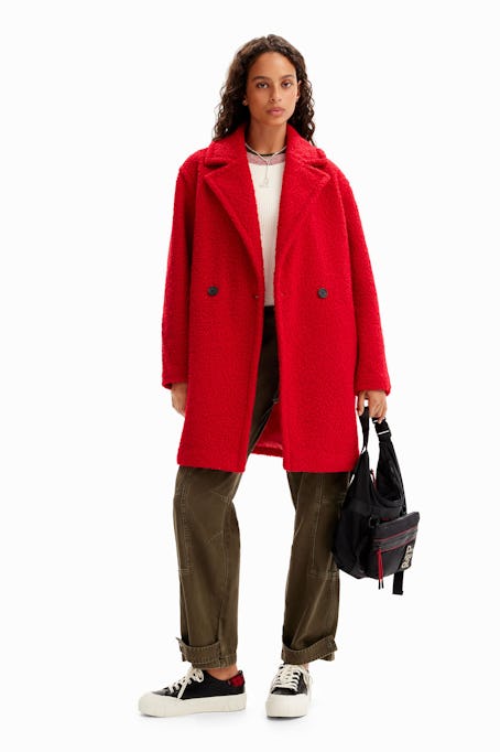 This red terry coat looks like the one Taylor Swift wore to the Kansas City Chiefs game. 
