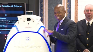 New York Mayor Eric Adams with the NYPD's new K5 robot.