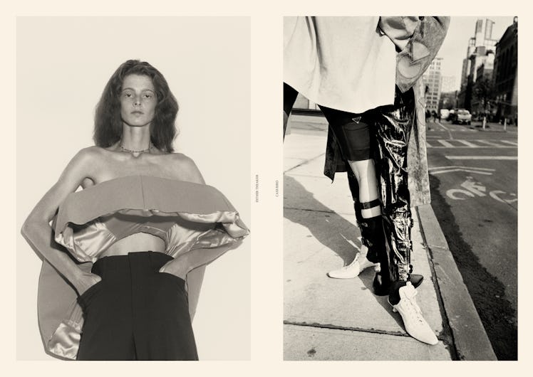 Left: a model photographed by Esther Theaker; right: a model photographed by Cass Bird. 