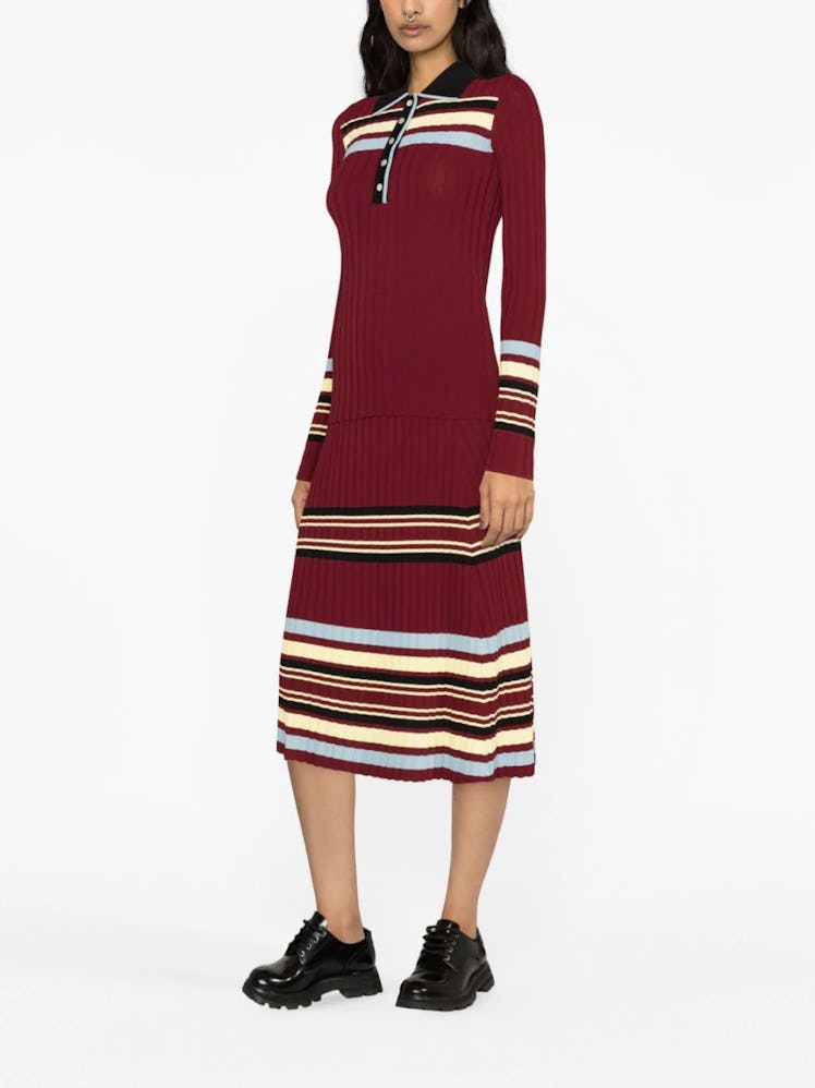 Wander Pleated Knitted Midi Skirt