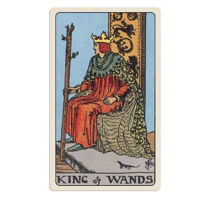 Your winter 2023 tarot reading for love includes the King of Wands.
