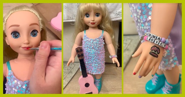 A crafty mom showed her step-by-step process of making her daughter’s Taylor Swift doll that she pla...