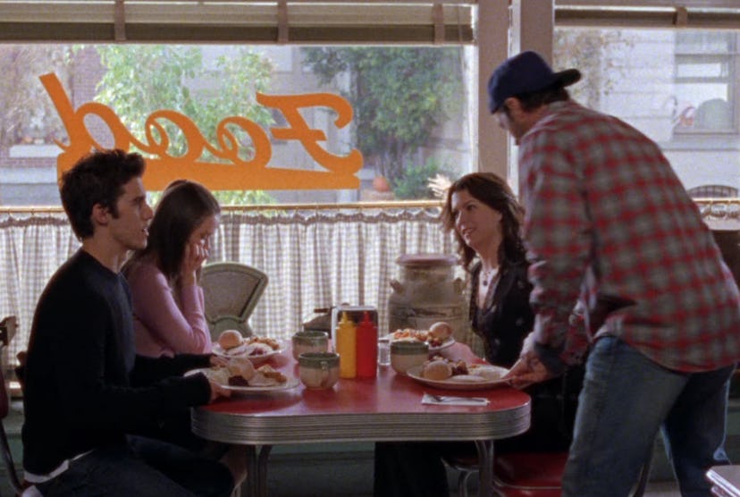 Rory, Jess, Luke, and Lorelai on 'Gilmore Girls.' Screenshot via Netflix