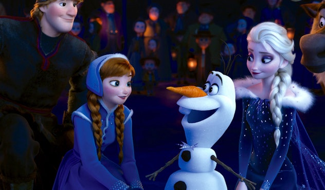 Olaf's Frozen Adventure is a good pick for a calming Christmas movie for a toddler or little kid. 