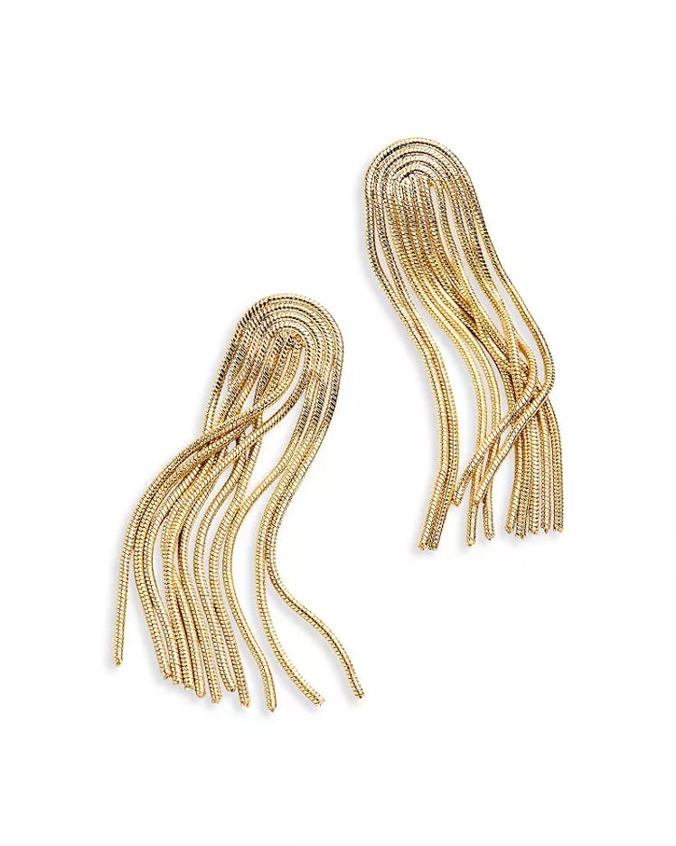 Amy Chain Fringe Drop Earrings in Gold Tone