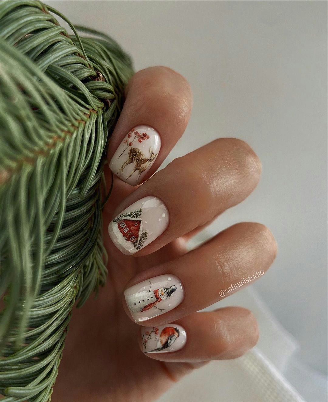 Serving some festive manicure inspo for holiday nails in 2023, this manicure has intricate red cabin&hellip;