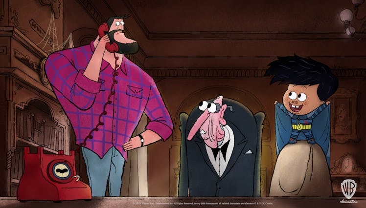 Bruce, Alfred, and Damian palling around Wayne Manor.