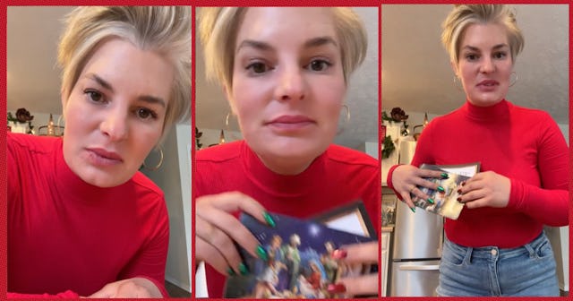 A woman confesses that any holiday cards she receives go straight into the trash.
