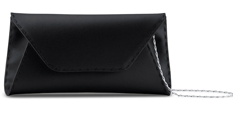 satin clutch small with silver chain