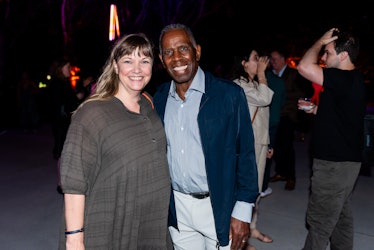 Hauser and Wirth curatorial senior director Kate Fowle with artist Charles Gaines. 