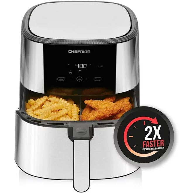 Turbo Fry Stainless Steel Air Fryer with Basket Divider