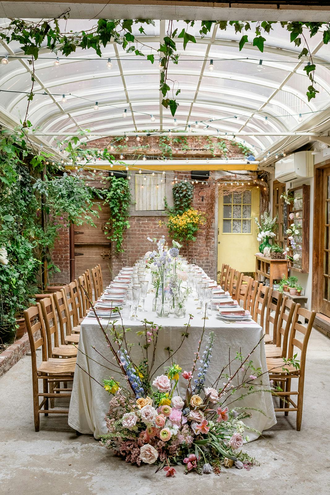 This wedding was held at the New York City restaurant Palma.