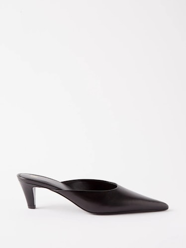 Pointed-Toe Leather Mules