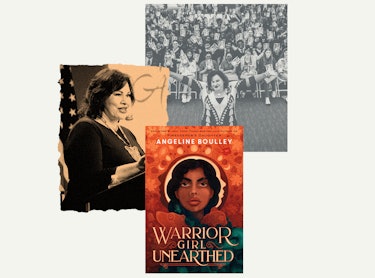 photo of Angeline Boulley and cover of her book, 'Warrior Girl Unearthed'
