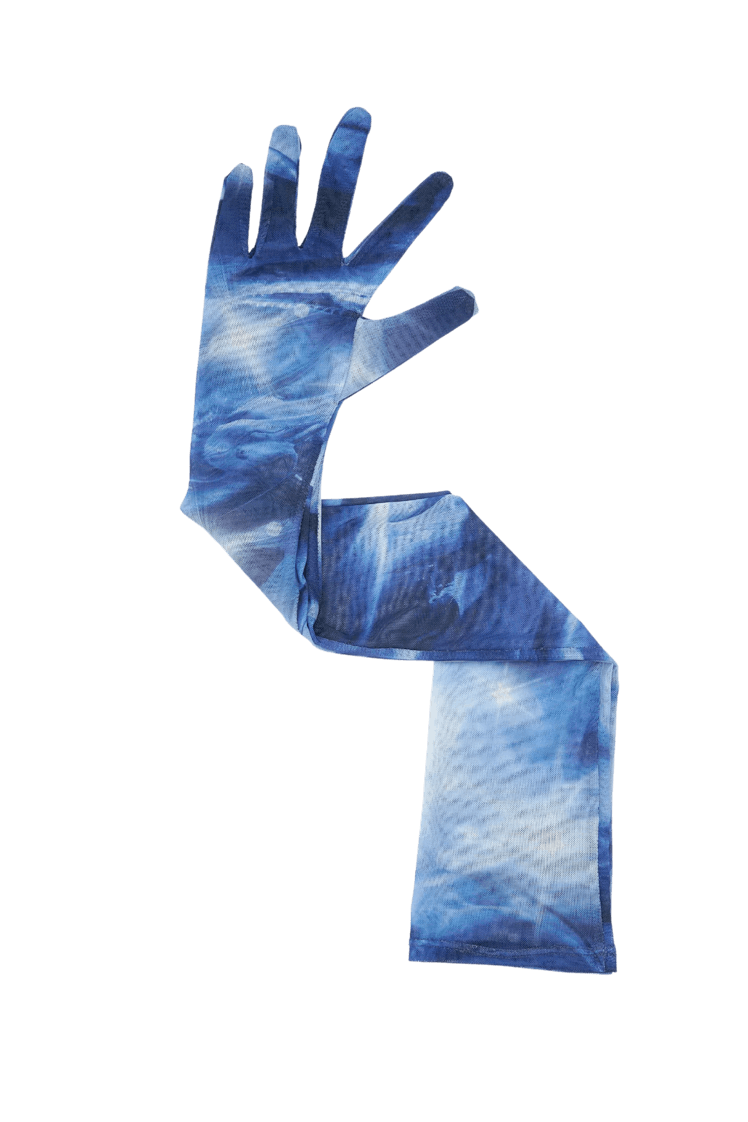 Navy Dolphin Plant Opera Gloves