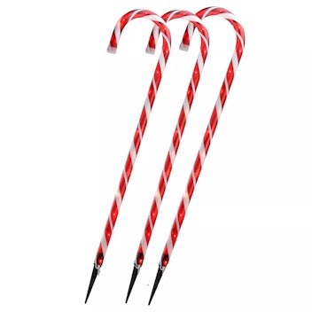 Lighted Red and White Candy Cane Outdoor Christmas Pathway Markers