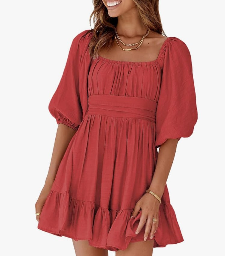 Dokotoo Square Neck Ruffle Dress